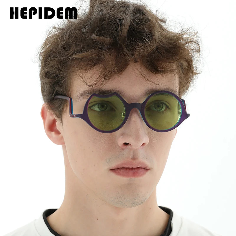 HEPIDEM Matte Acetate Polarized Sunglasses Men 2023 New UV400 Colorful Fashion Irregular Design Sun Glasses Women Shades H9285T