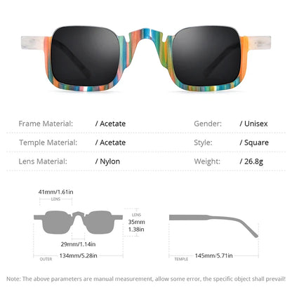 HEPIDEM Acetate Sunglasses Men Trendy Semi Rimless Square Nylon Sun Glasses 2024 New Colorful UV400 Women Shades H9352T