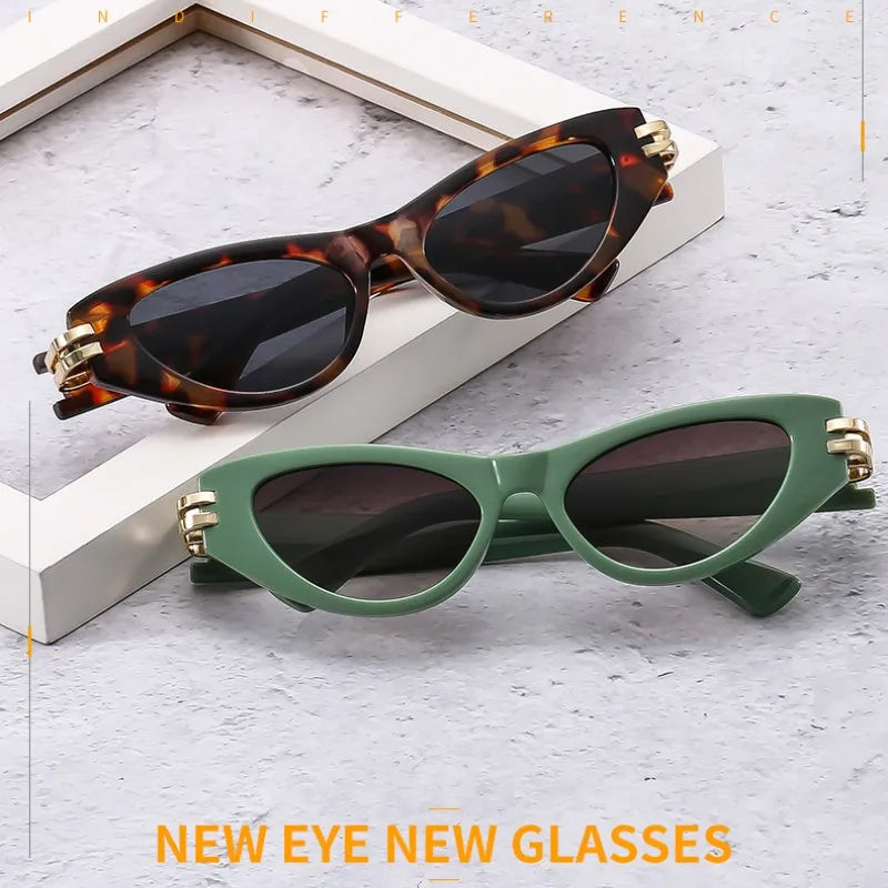 New Fashion Green Cat Eye Women Sunglasses For Men Vintage Luxury Modern Female Sun Glasses Shades UV400 Eyeglasses