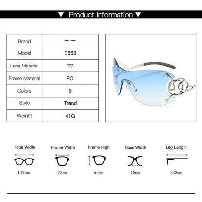 Y2k Rimless Sunglasses Women Stylish Gradient Lens Outdoor Shades Trendy Luxury Brand Design Metal Frame Eyewear Goggle