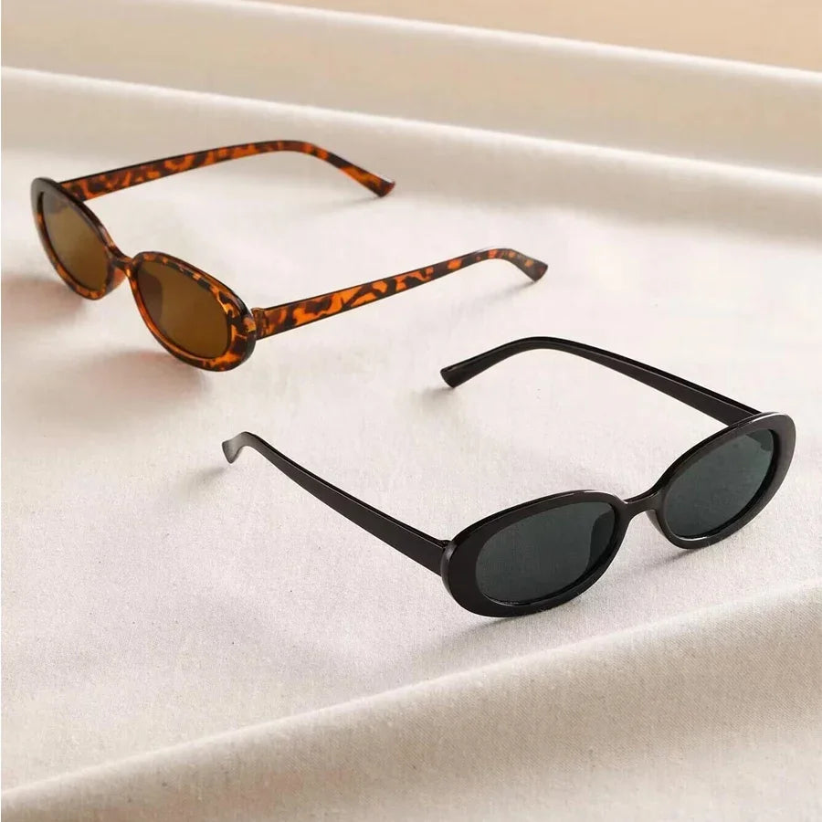 New Oval Rectangle Sunglasses Ladies Summer Beach Glasses Trendy Vintage Sun Glasses Eyewear Men Women's UV400 Travel Shades