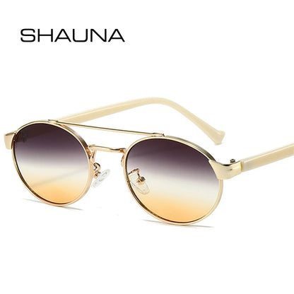 SHAUNA Vintage Metall Doppelstege Damen Ovale Sonnenbrille Fashion Punk Herren Farbverlauf Sonnenbrille UV400