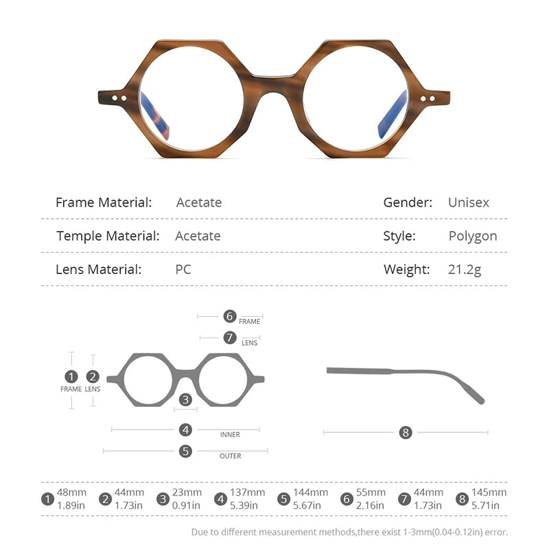 HEPIDEM Acetate Eyeglasses Women 2021 New Retro Vintage Polygon Glasses Frame Men Spectacles Eyewear 9209