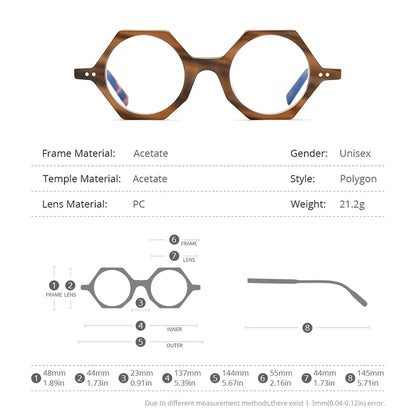 HEPIDEM Acetate Eyeglasses Women 2021 New Retro Vintage Polygon Glasses Frame Men Spectacles Eyewear 9209