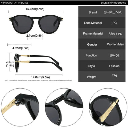 SHAUNA Fashion Round Women Gradient Sunglasses Shades UV400 Vintage Men Punk Sun Glasses