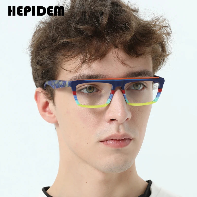 HEPIDEM Matte Acetate Glasses Men Fashion Retro Square Eyeglasses 2023 New Women Spectacles Eyewear H9289