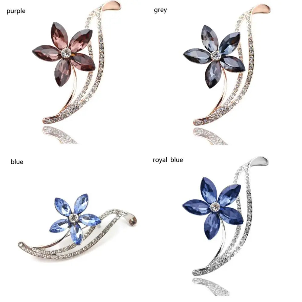 Fashion Rhinestone Flower Brooches For Women Simple Design Jewelry Wedding Pin And Brooch Bijouterie Brooches Gift