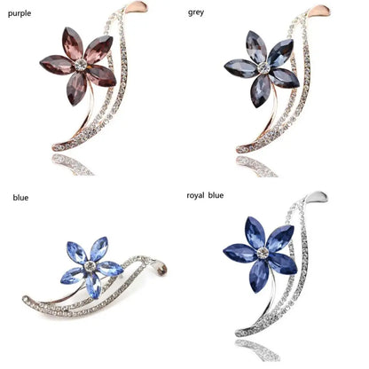 Fashion Rhinestone Flower Brooches For Women Simple Design Jewelry Wedding Pin And Brooch Bijouterie Brooches Gift