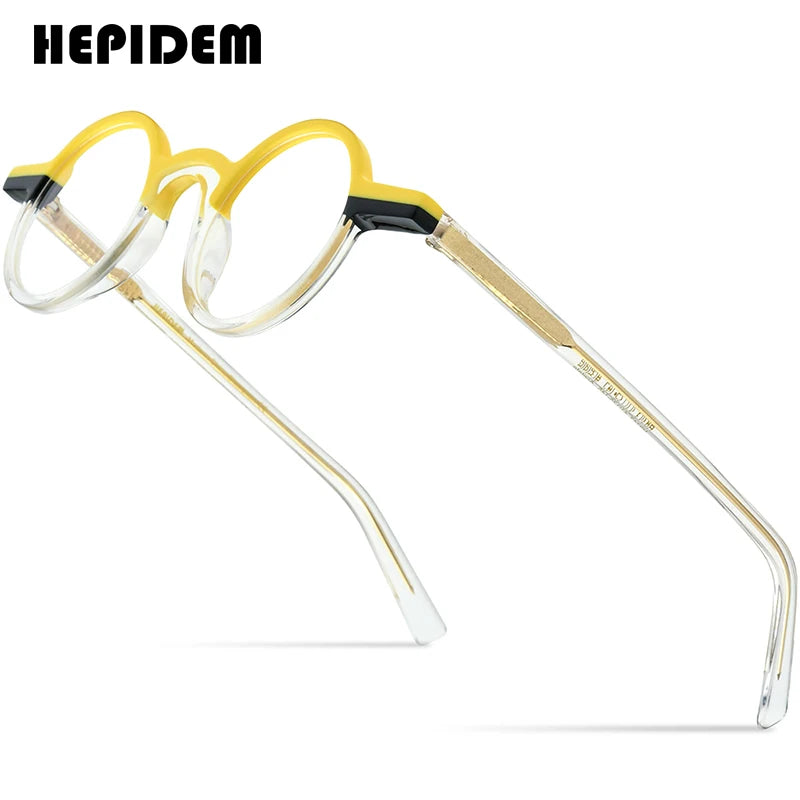 HEPIDEM Multicolor Acetate Glasses Men Retro Round Eyeglasses Women Frame Spectacles Eyewear 9243