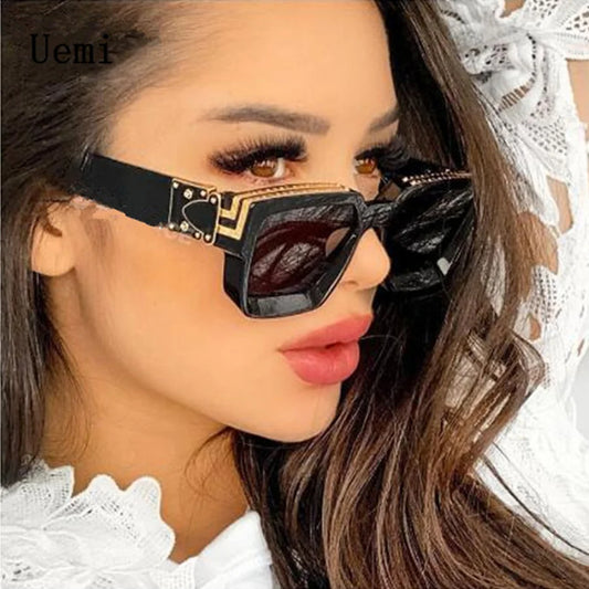 New Fashion Brand Designer Square Sunglasses For Women Men Luxury Top Quality Vintage Clear Frame Sun Glasses Ins Trending UV400