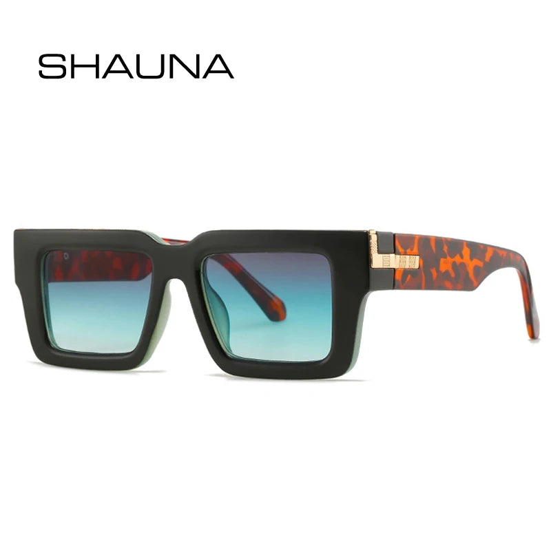 SHAUNA Lunettes de soleil carrées rétro pour femmes, mode léopard dégradé, nuances UV400 pour hommes