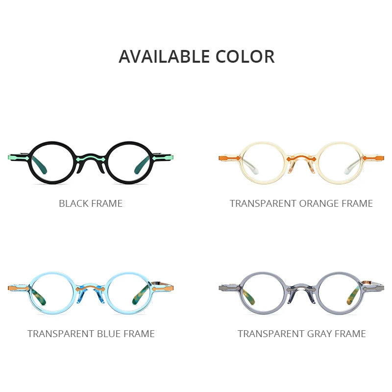 HEPIDEM Multicolor Acetate Glasses Men Retro Small Round Eyeglasses Women Frame Spectacles Eyewear 9215