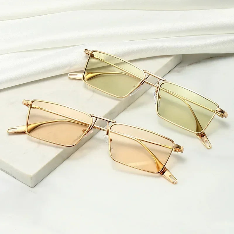 Vintage Narrow Small Sunglasses Women Luxury Brand Metal Frame Sun Glasses Rectangle Driving Eyeglasses Fishing Eyewear Men 2023