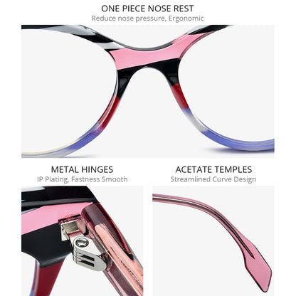 HEPIDEM Multicolor Acetate Glasses Women Brand Designer Cat Eye Eyeglasses Ladies Spectacle Eyewear 9257