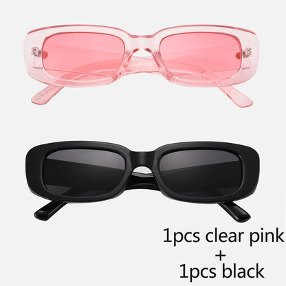 Lot de 2 lunettes de soleil carrées pour femmes, rectangulaires, de marque, de styliste, pour couple, unisexes, petites lentilles dégradées, à la mode, Oculos UV400