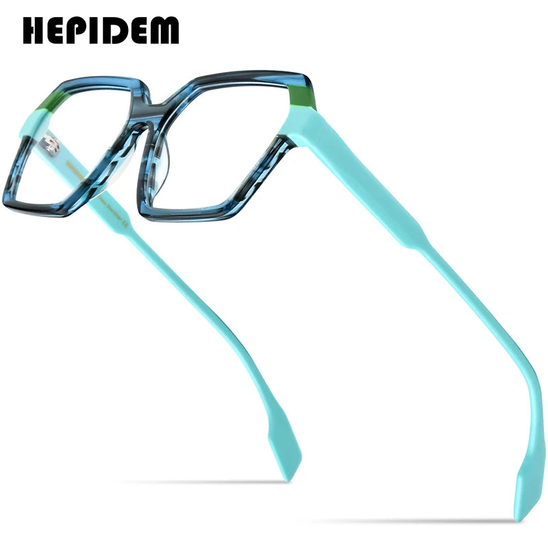 HEPIDEM Multicolor Acetate Glasses Men Retro Square Eyeglasses Women Frame Spectacles Eyewear 9238