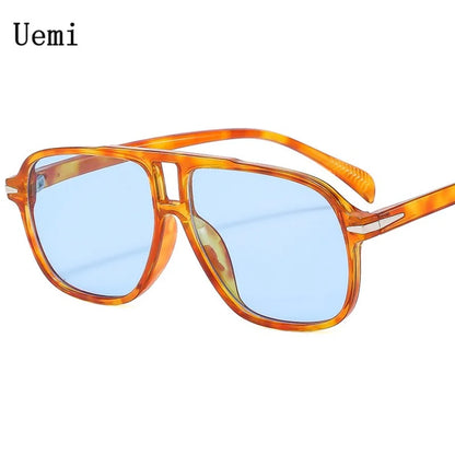 Lunettes de soleil rétro pour hommes et femmes, monture surdimensionnée, carrée, à la mode, UV400, tendance, vente en gros