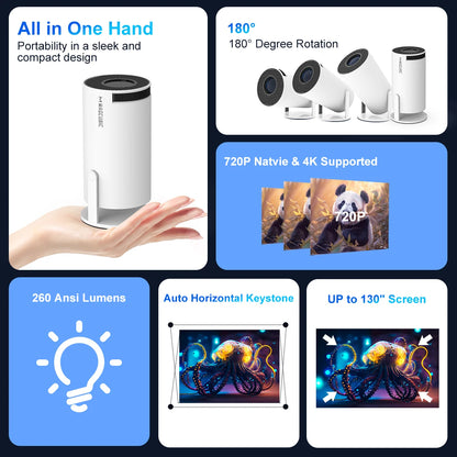 Projecteur Magcubic Android 11 4K 1280*720P HY300 Double Wifi 260ANSI 180°flexible BT5.0 Cinéma Extérieur Portable Projetor HY300 Pro