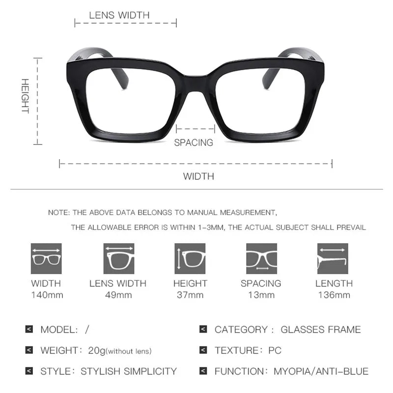 SHAUNA Anti-Blue Light Retro Rivets Square Women Glasses Frames Fashion Optical Eyeglasses Frame