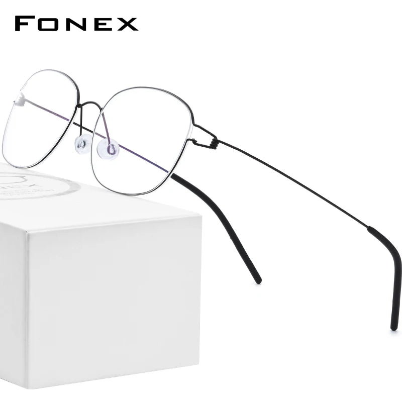 FONEX Titanium Alloy Glasses Frame Men Eyeglasses Korean Denmark Women Frame Screwless Eyewear 98618