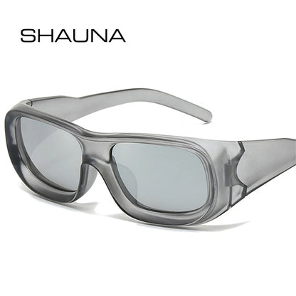 SHAUNA Retro Square Candy Color Women Sunglasses Fashion Outdoor Sport Mirror Shades UV400 Men Punk Sun Glasses