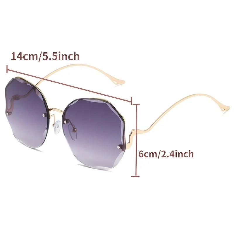 3pcs/set Rimless Sunglasses Women Metal Female Vintage Ladies Stylish Design Oversized Square Sun Glasses UV400