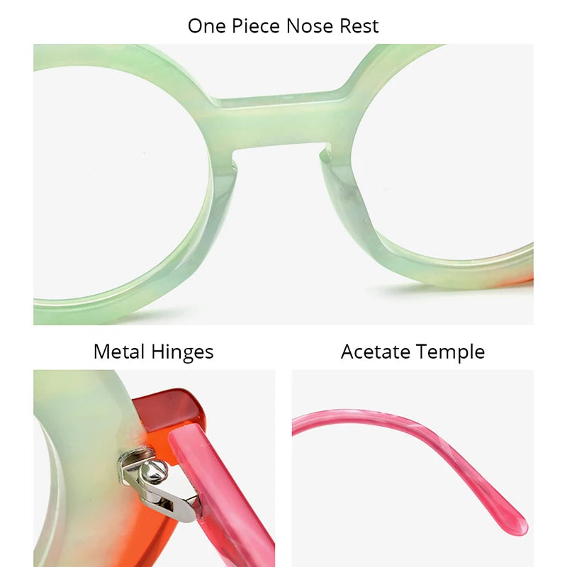 HEPIDEM Acetate Glasses Women 2024 New Fashion Cute S-Shaped Round Eyeglasses Men Spectacles Eyewear H9354