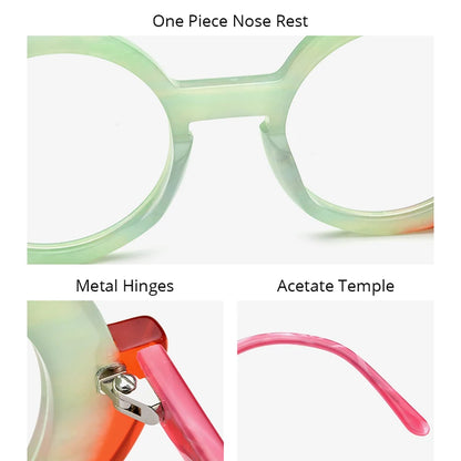 HEPIDEM Acetate Glasses Women 2024 New Fashion Cute S-Shaped Round Eyeglasses Men Spectacles Eyewear H9354