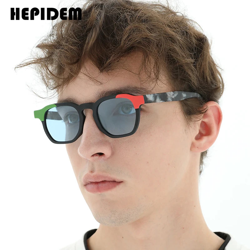 HEPIDEM Matte Colorful Acetate Polarized Sunglasses Men 2023 New Fashion Design Square UV400 Sun Glasses Women Shades H9284T