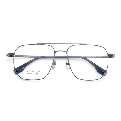 Neue modische Doppelstrahl-Brille aus reinem Titan für Herren, ultraleichte und bequeme optische Korrekturbrille für Männer 6137