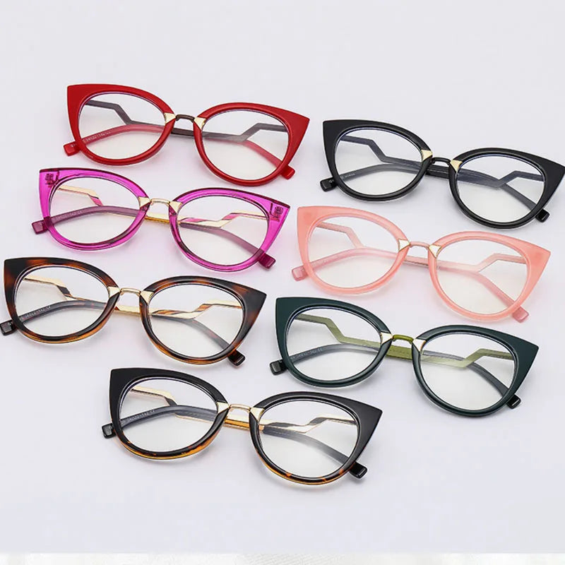 SHAUNA Anti-Blue Light Classic Cat Eye Glasses Frame Women Brand Designer Fashion Acetate Material Red Optical Eyeglasses