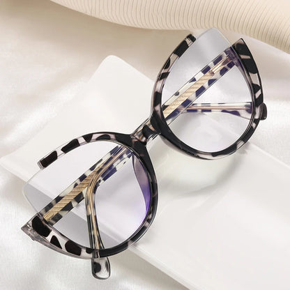 SHAUNA Retro Semi-Rimless Cat Eye Women Glasses Frame Clear Anti-blue Light Eyewear Men Spring Hinge Optical Gradient Frame