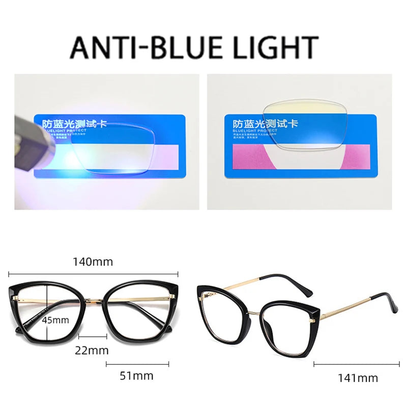 SHAUNA Retro TR90 Metal Cat Eye Women Colorful Glasses Frame Fashion Spring Hinge Men Anti-blue Light Eyewear Optical Frames