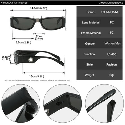 SHAUNA Retro Rectangle Sunglasses Women Fashion Y2K Shades UV400 Brand Designer Men Outdoor Sports Sun Glasses