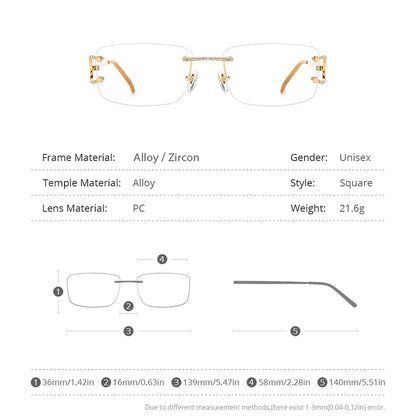 Monture de lunettes sans monture en alliage HEPIDEM pour hommes 2022 Nouvelles lunettes carrées sans cadre avec diamants Lunettes 50254