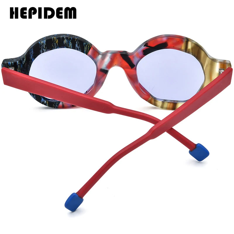 HEPIDEM Acetat Polarisierte Sonnenbrille Männer Farbe Matt Retro Trendy Unregelmäßige Runde Sonnenbrille UV400 2024 Neue Frauen Shades H9355T