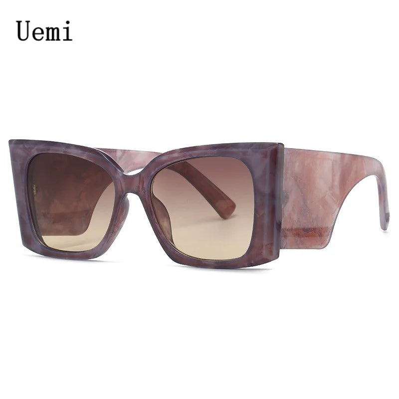 Lunettes de soleil œil de chat surdimensionnées pour femmes et hommes, monture rétro, marque de luxe, UV400