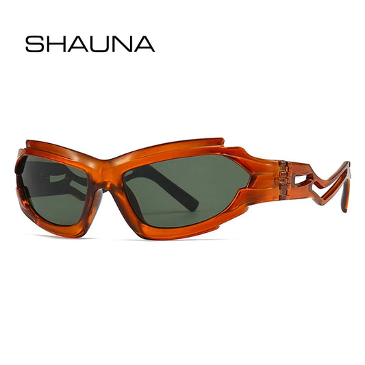 SHAUNA Vintage Unregelmäßige Cat Eye Damen Luxus Sonnenbrille Modemarke Designer Einzigartige Hohlbeine Herren Sonnenbrille UV400