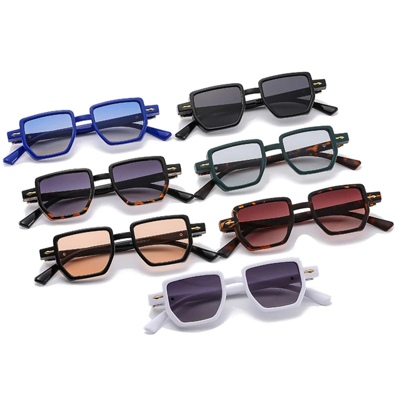 SHAUNA Retro Polygon Quadratische Damen Sonnenbrille Farbverlauf UV400 Brillen Modische Nieten Punk Sonnenbrille für Herren