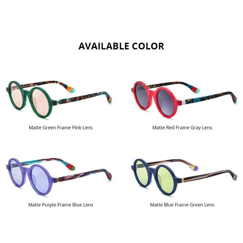 HEPIDEM Matte Acetate Polarized Sunglasses UV400 Men Retro 2023 New Big Round Circle Sun Glasses Women Shades H9270T