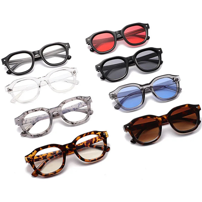 SHAUNA Anti Blue Light Retro Women Optical Glasses Frame Fashion Nail Men Round Shades UV400