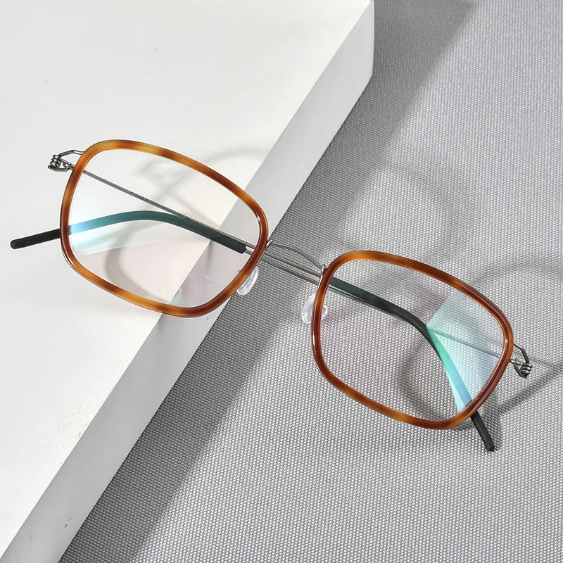 FONEX Titanium Alloy Eyeglasses Men Square Glasses Frame 2021 New Korean Screwless Eyewear F98638