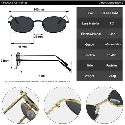 SHAUNA Retro Kleine Oval Metall Rahmen Frauen Sonnenbrille UV400 Männer Punk Sonnenbrille