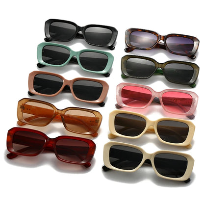 SHAUNA Fashion Polygon Square Women Sunglasses Retro Brand Designer Candy Color Clear Gradient UV400 Men Rivets Sun Glasses