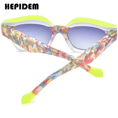 HEPIDEM Matte Acetate Polarized Sunglasses Men UV400 2023 Colorful Retro Trendy Design Square Sun Glasses Women Shades H9346T