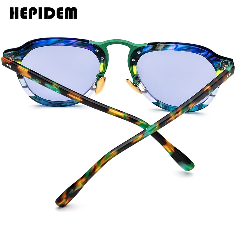 Lunettes de soleil polarisées en acétate HEPIDEM pour hommes et femmes, nouvelle collection 2024, design rétro coloré et tendance, UV400, lunettes de soleil pilote, nuances H9350T