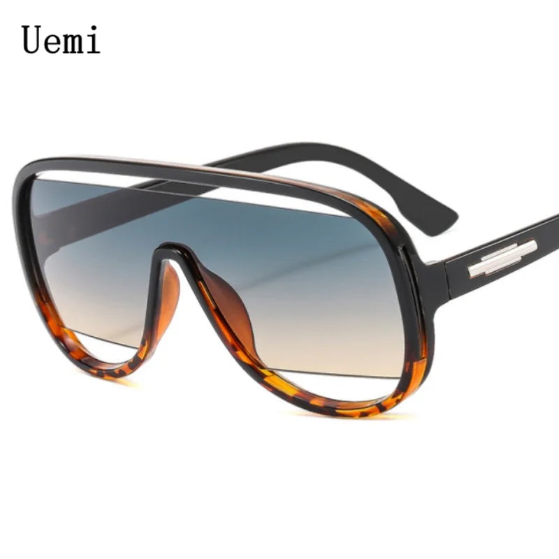 Neue Mode Retro Einteilige Sonnenbrille Für Frauen Männer Übergroße Luxusmarke Sonnenbrille Gradient Shades UV400 Eyeglasse