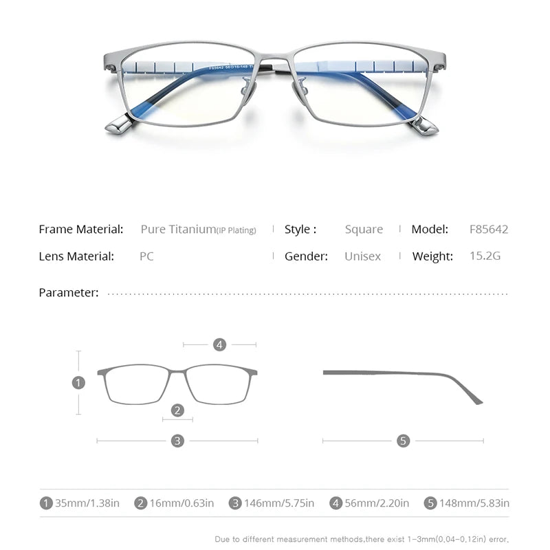 FONEX Pure Titanium Glasses Men 2021 New Male Classic Eyeglass Frame Full Rim Square Eyewear F85642