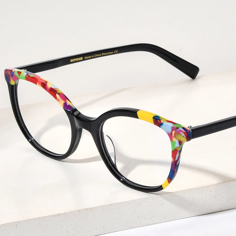 HEPIDEM Multicolor Acetate Glasses Men Retro Square Eyeglasses Women Spectacles Eyewear H9326