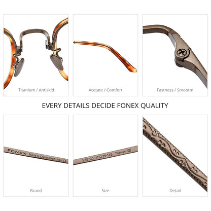 FONEX Acetate Titanium Glasses Men 2022 New Vintage Square Eyeglasses Women Spectacles Eyewear F85730